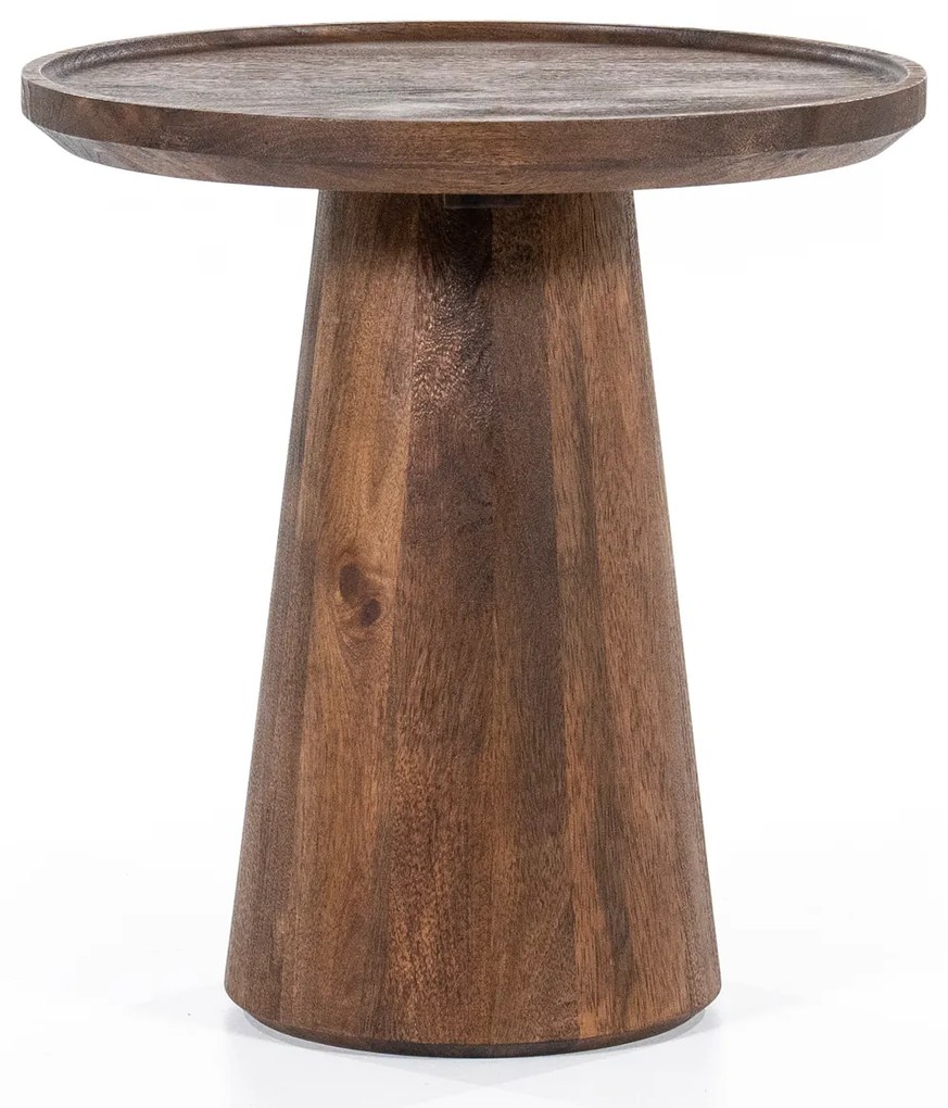 Ronde Bijzettafel Mangohout - 45 X 45cm.