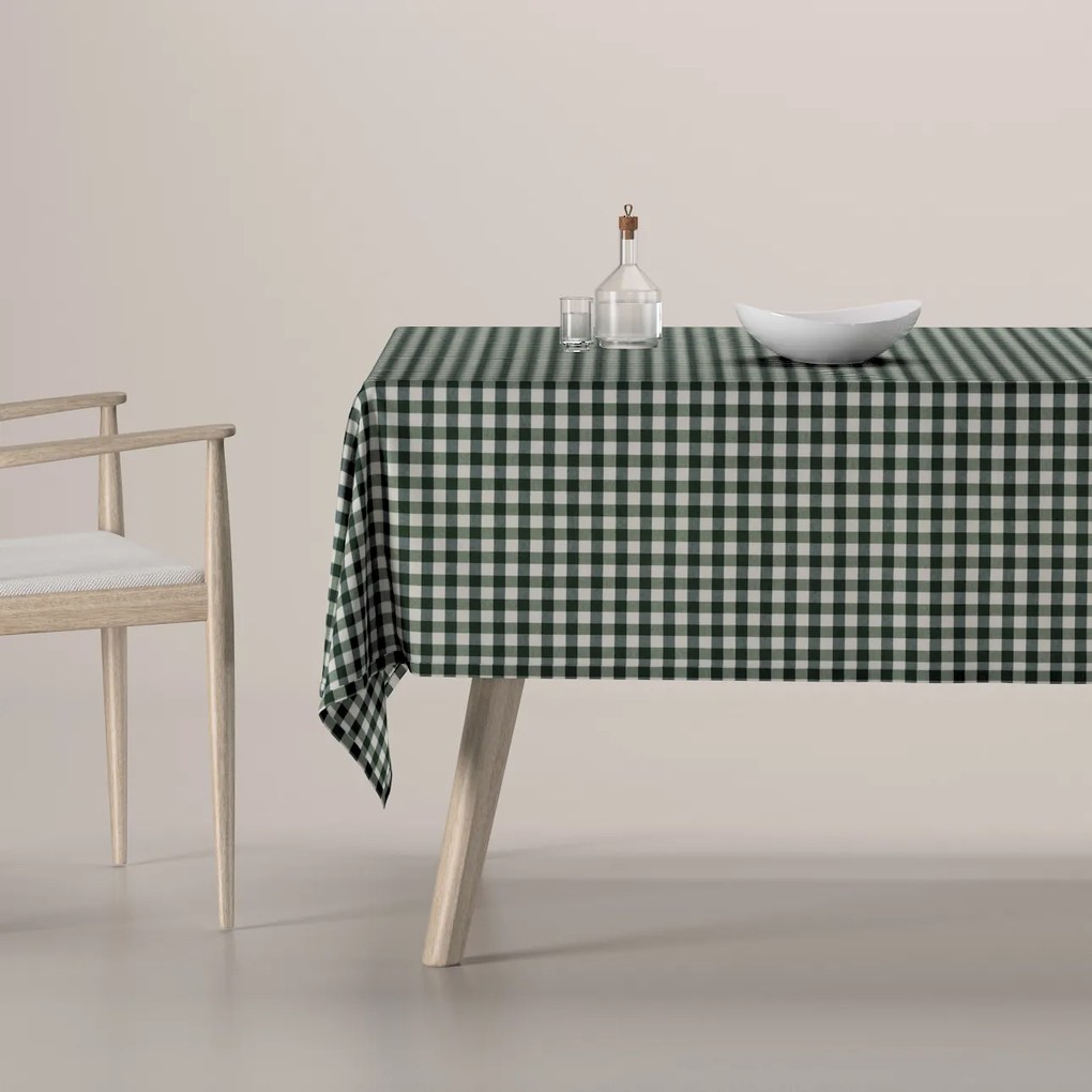Dekoria Rechthoekig tafelkleed, groen-witte ruit (1,5x1,5cm), 130 x 160 cm