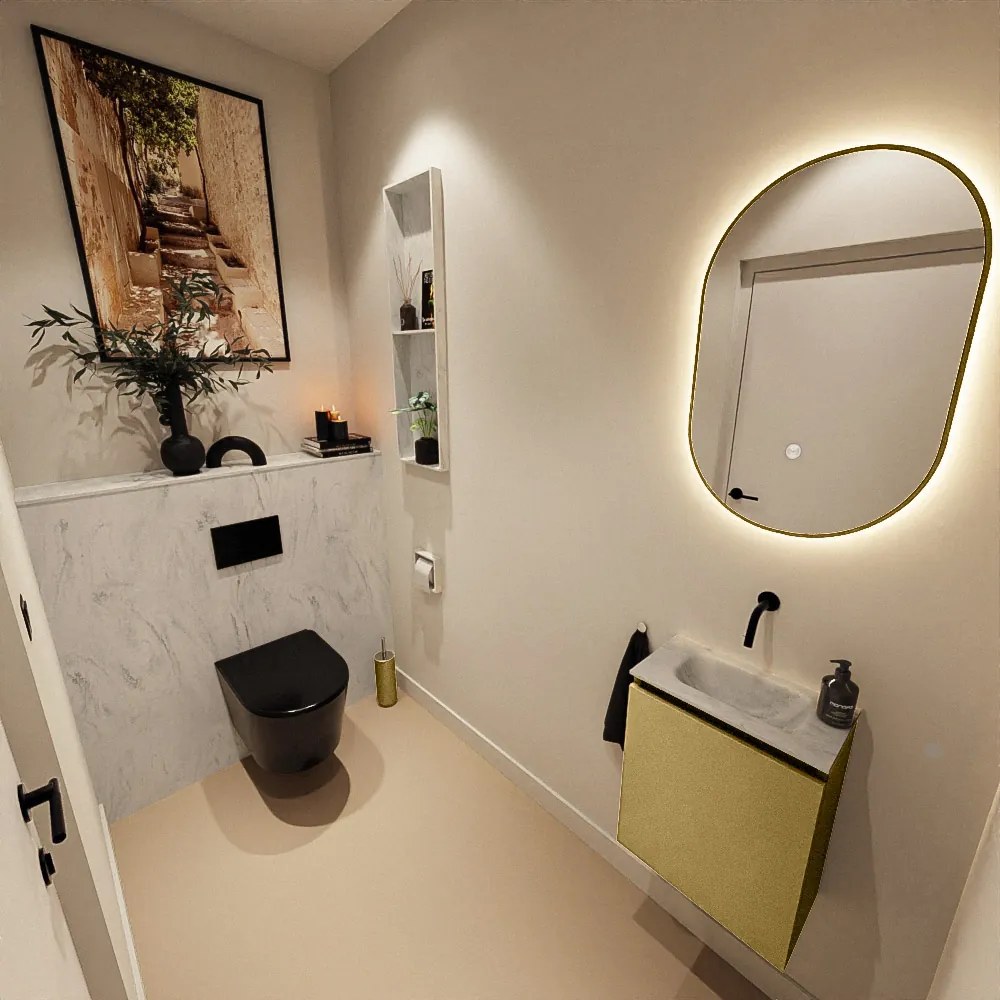 Mondiaz Ture DLux toiletmeubel 40cm oro met wastafel opalo midden zonder kraangat