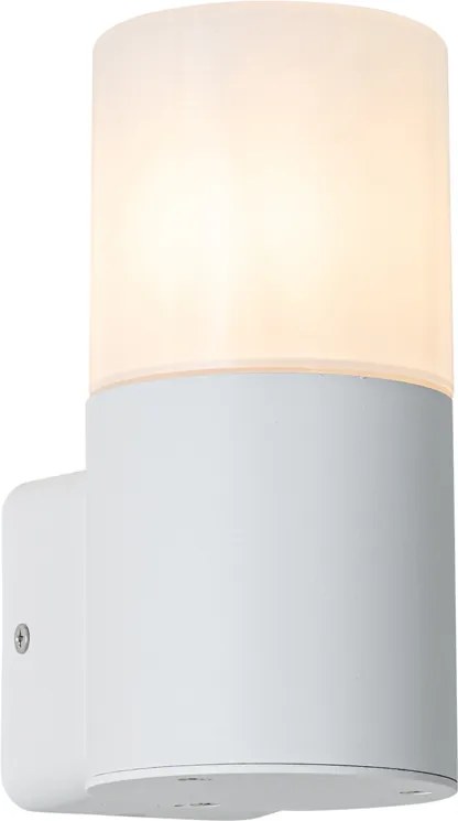 Moderne buiten wandlamp wit met opaal witte kap IP44 - Odense