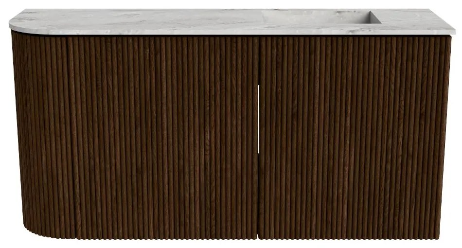 Mondiaz Joya DLux 80cm toiletmeubel ronding links walnut met wastafel faye rechts 1 kraangat glace
