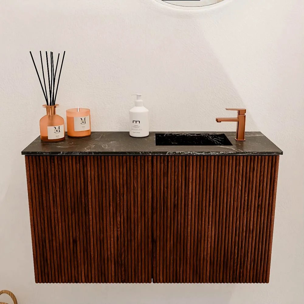Mondiaz Joya DLux 70cm toiletmeubel ruby met wastafel faye rechts 1 kraangat lava