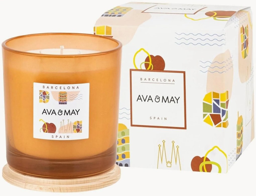 Handgemaakte 3-lonts geurkaars Barcelona (framboos, jasmijn, rock candy)