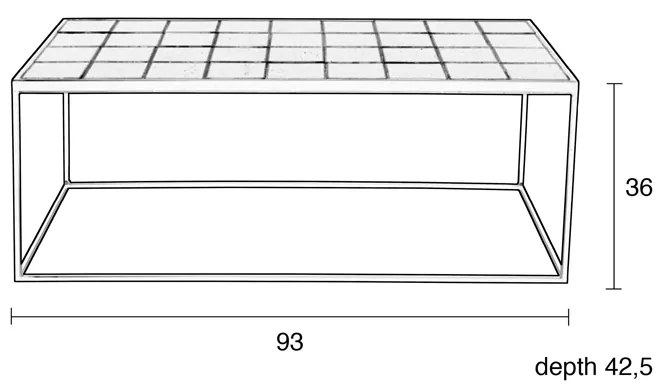 Zuiver Glazed Salontafel Met Keramische Tegels Zwart - 93 X 43cm.