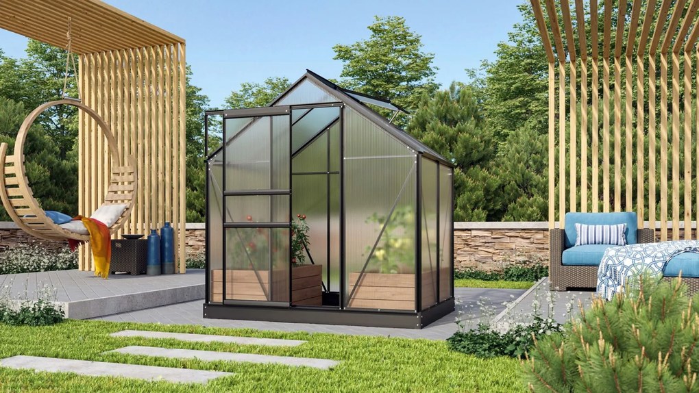Vitavia Venus serre - 2,5m² - met 6 mm polycarbonaat - Zwart