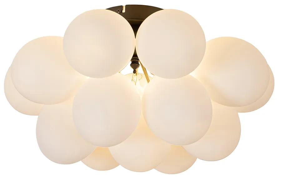 Smart plafondlamp zwart met opaal glas 4-lichts incl. 4 Wifi G9 - Uvas Design G9 bol / globe / rond rond Binnenverlichting Lamp