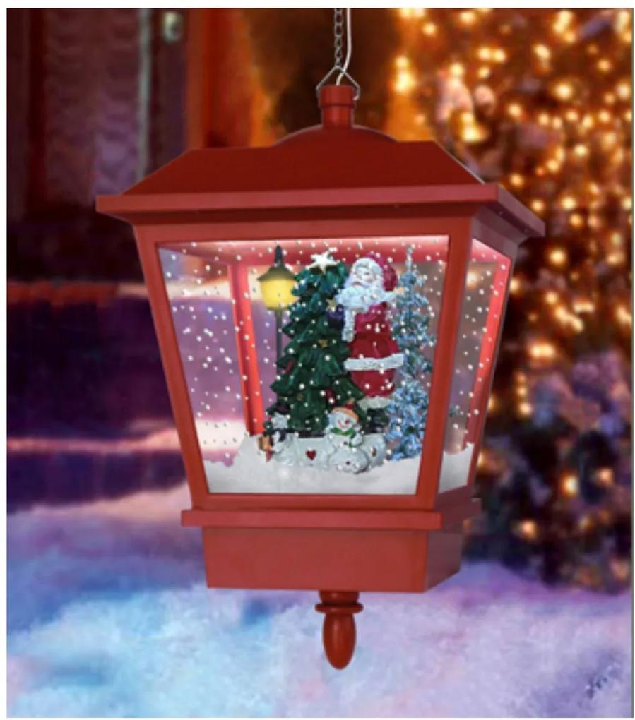 Hanglamp met sneeuweffect kerstrood kerstman
