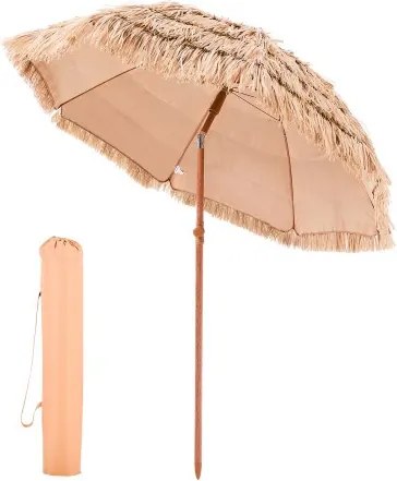 VEVOR Hawaiian Stro Paraplu, 1,8 m Kantelbare Stro Paraplu, Strandparaplu met PP Stro en 8 Metalen Baleinen, Tuinparaplu, Marktparaplu, Patioparaplu voor Strand, Terras, Zwembad, Achtertuin en Tuin