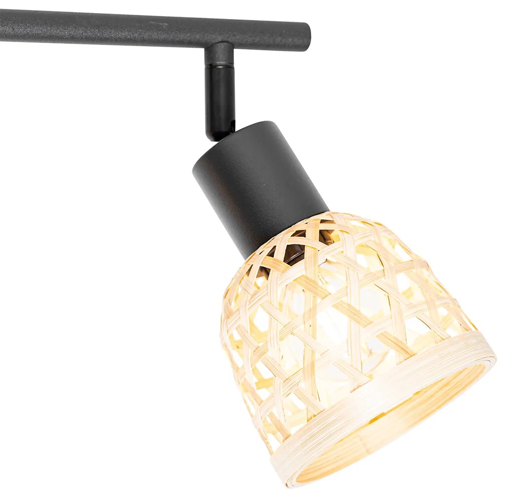 Oosterse spot zwart met bamboe 3-lichts - Rayan