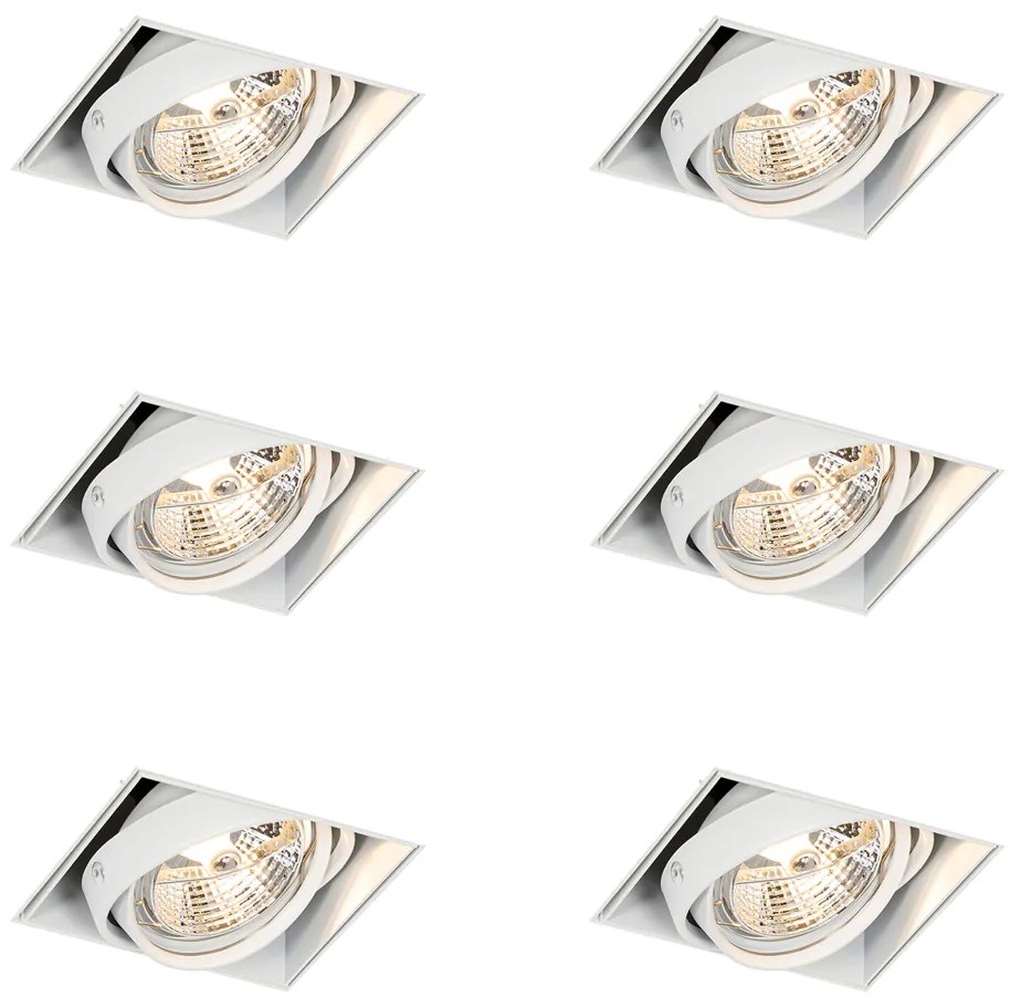 Set van 6 Inbouwspot wit GU10 AR70 trimless - Oneon GU10 Binnenverlichting Lamp