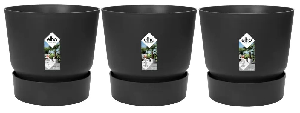 3x Pot elho Greenville zwart D30xH28