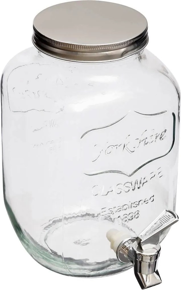 Secret de Gourmet glazen drank dispenser 4L - Kunststof kraan en schroefdeksel - Waterdispenser