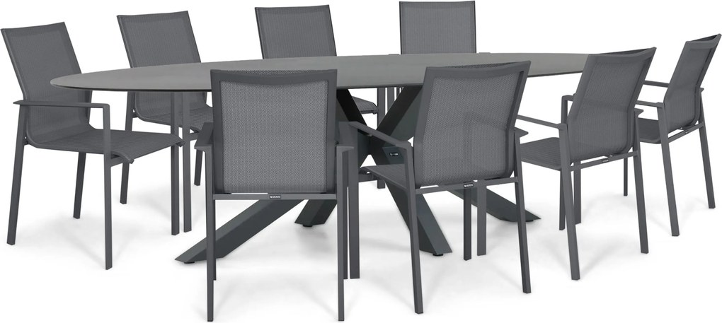 Tuinset 8 personen 280 cm Aluminium Grijs Lifestyle Garden Furniture Timo/Ellisse