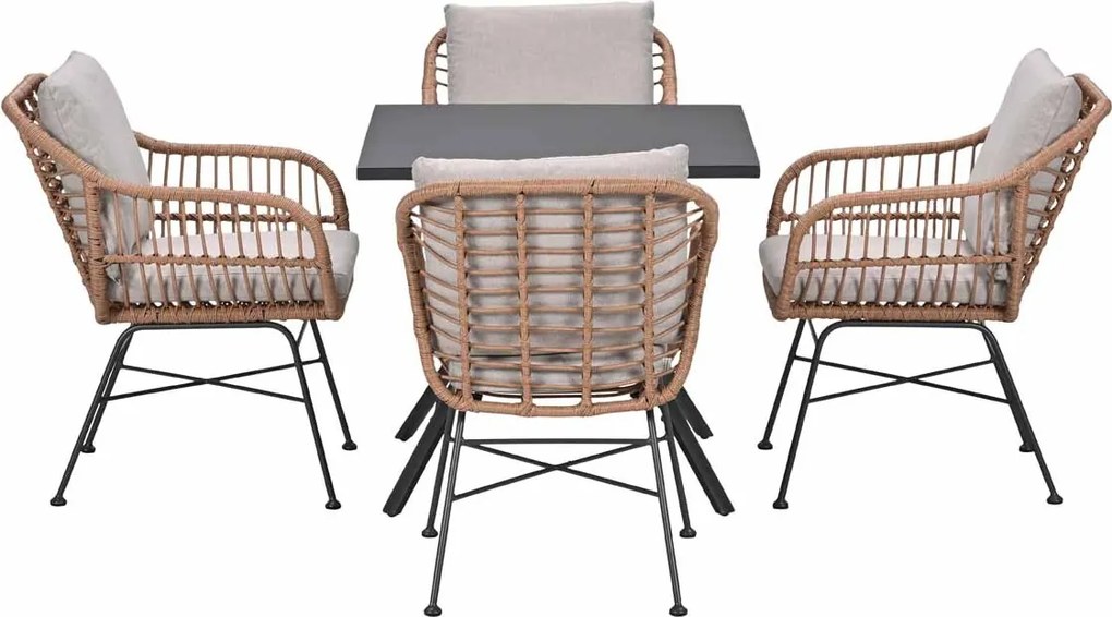 Garden Impressions Lucas tuinset bruin 5-delig - Rimini tuintafel 80x80 cm