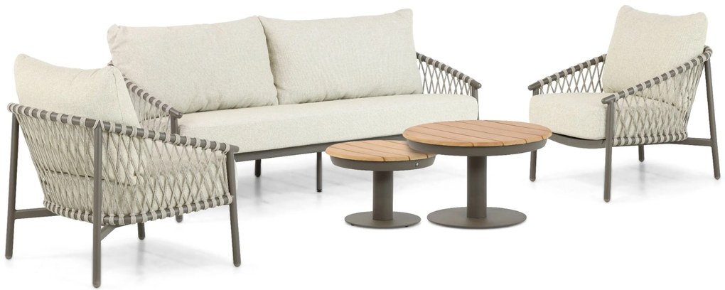 Stoel en Bank Loungeset 5 personen Aluminium/rope Taupe 4 Seasons Outdoor Allora/Salerno