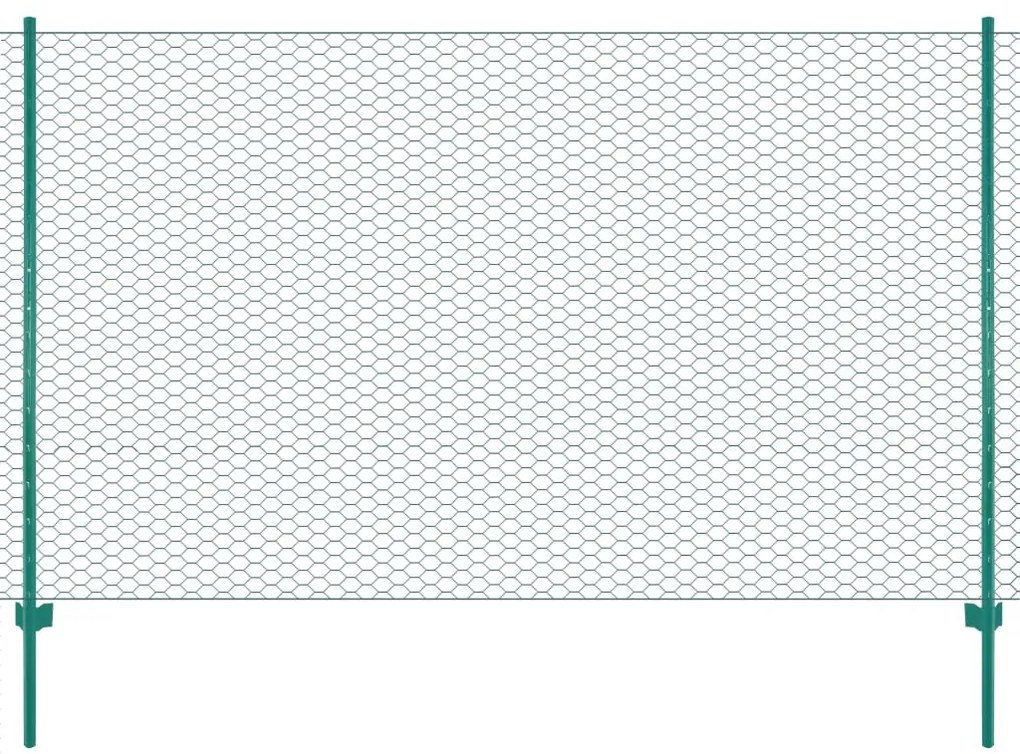 vidaXL Draadgaashek met palen 25x2 m staal groen