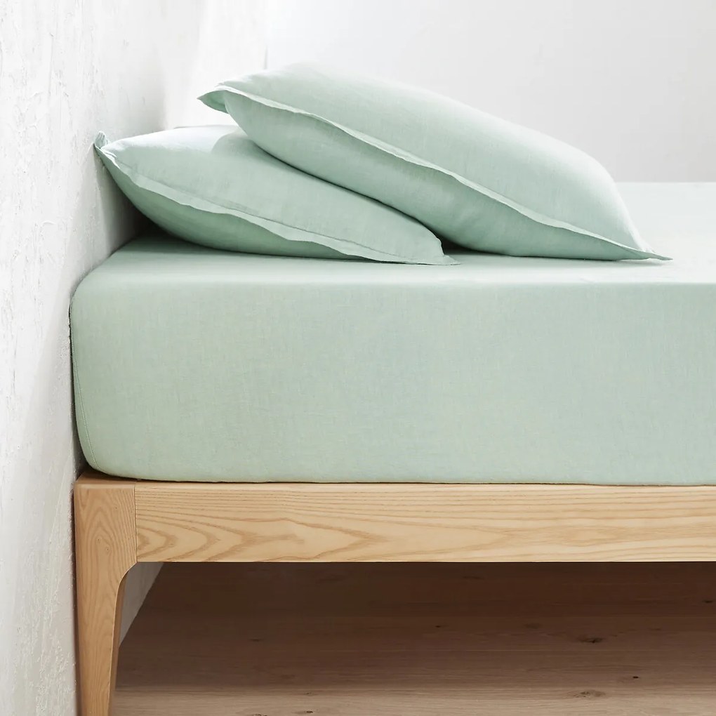 Hoeslaken in gewassen linnen, omslag 35 cm, Linot