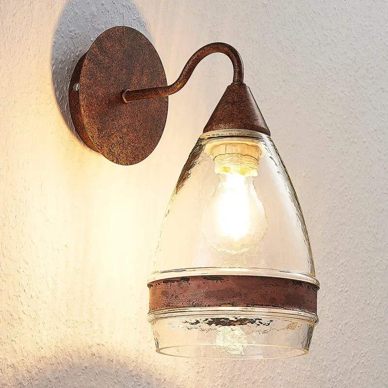 Glazen wandlamp Millina, roestbruin - lampen-24