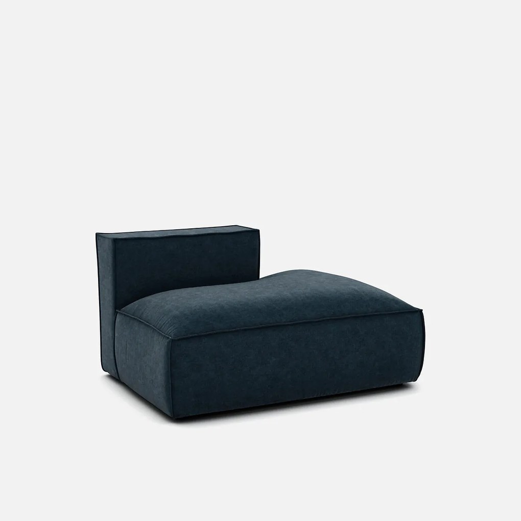 Loungebank element rechts voor modulaire bank, in fluweel met structuur, SEVEN