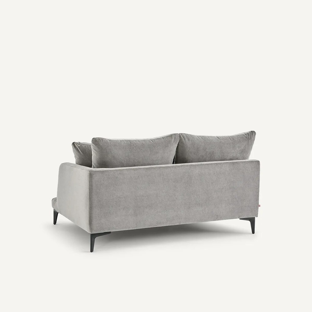 Halve bank in stone-kleurig fluweel, 2-zit, MODERNISTE