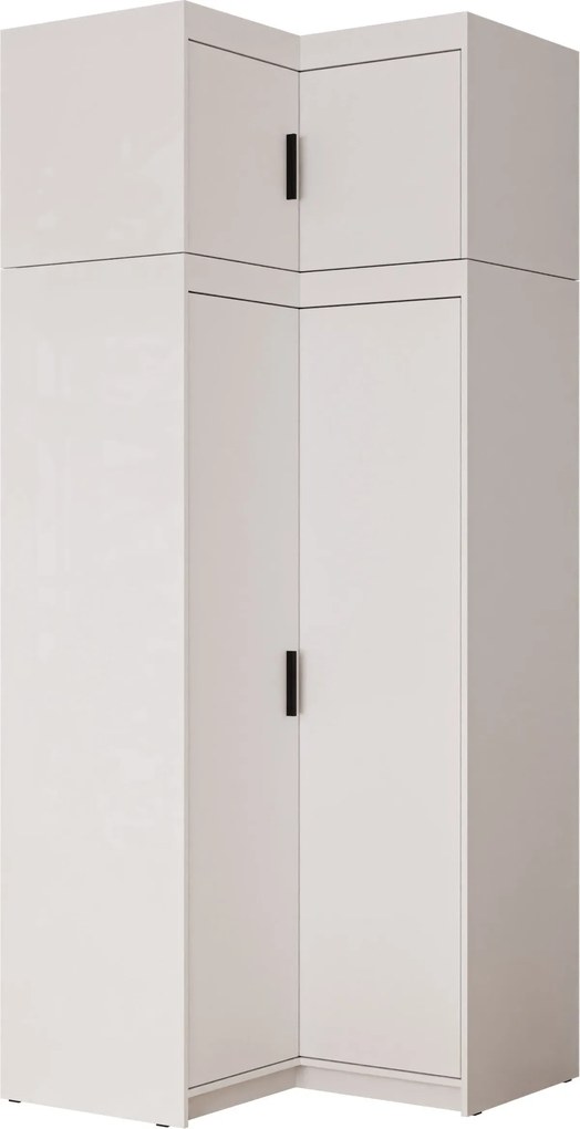 Hoekkledingkast Novduni 121, Wit, 246x98x98cm, 144 kg, Kledingkast deuren: Met scharnieren