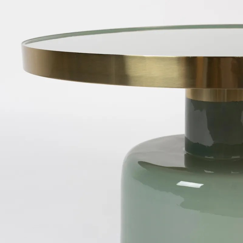 Zuiver Glam Emaille Salontafel Groen Met Goud - 60 X 60cm.