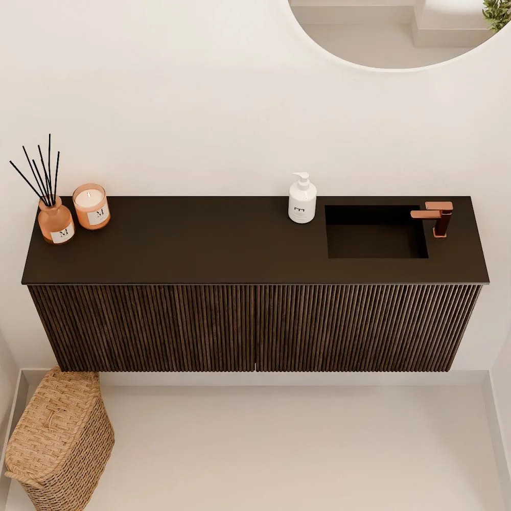 Mondiaz Joya 100cm toiletmeubel walnut met wastafel faye rechts 1 kraangat urban