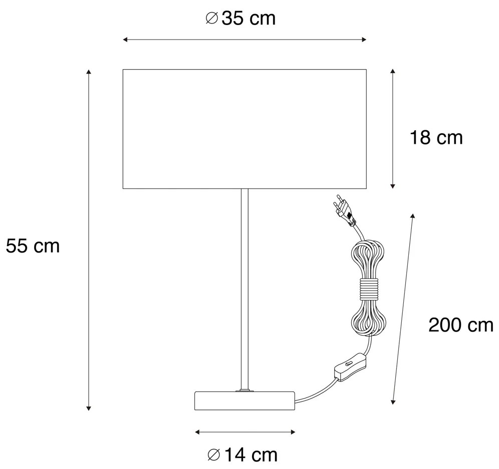 Tafellamp messing met ovale velours kap groen 35cm - Simplo Modern, Klassiek / Antiek E27 Binnenverlichting Lamp