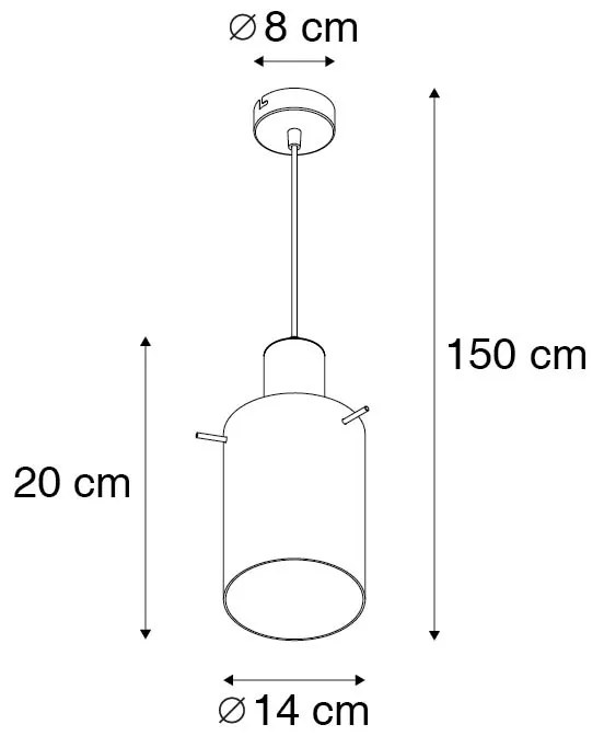 Vintage hanglamp messing met smoke glas - Vidra Modern E27 cilinder / rond Binnenverlichting Lamp
