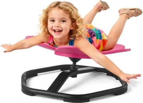 VEVOR Kinderdraaistoel, Sensorische Draaistoel in Bloemvorm, Draagvermogen 100 kg, Sensorisch Speelgoed met Antislip Metalen Voet, Bevordert Coördinatie, Balans en Concentratie, Roze