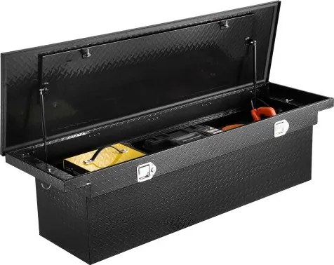 VEVOR Crossover Truck Gereedschapskist voor de laadruimte (1771 x 304 x 366 mm) Afsluitbare en waterdichte gereedschapskisten van aluminium met ruitstructuur, vrachtwagenkist voor campertrailers Zwart