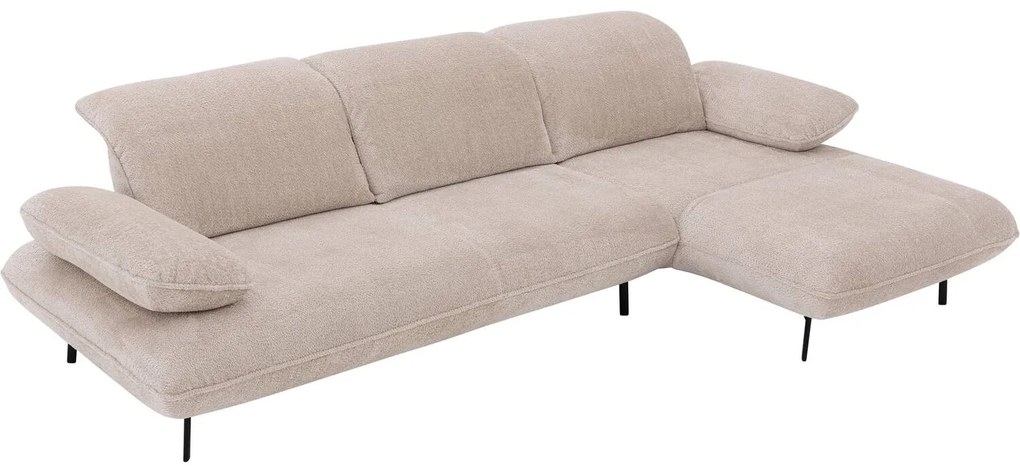 Goossens Excellent Bank Leandro beige, stof, 2,5-zits, modern design met chaise longue rechts