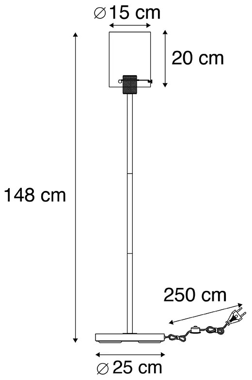 Design vloerlamp zwart met smoke glas - Dome
