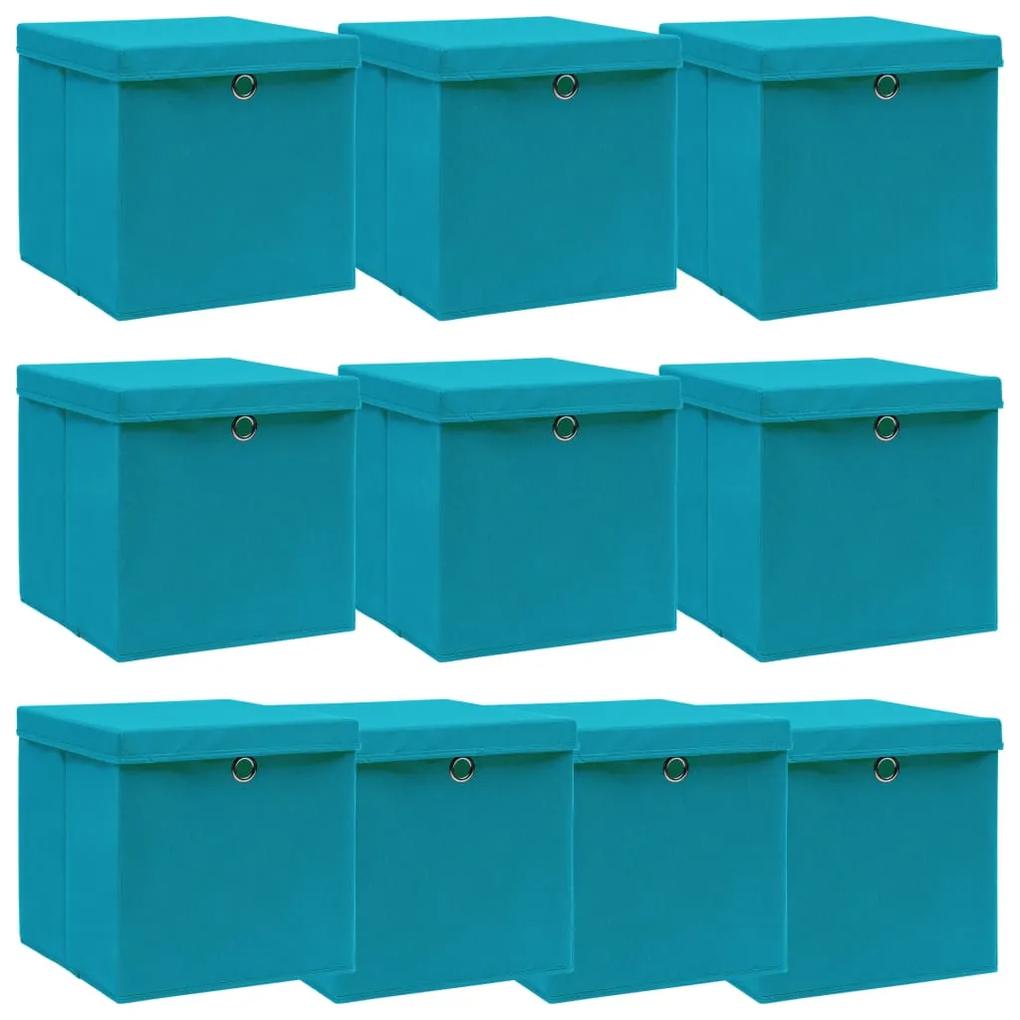 vidaXL Opbergboxen met deksels 10 st 32x32x32 cm stof babyblauw