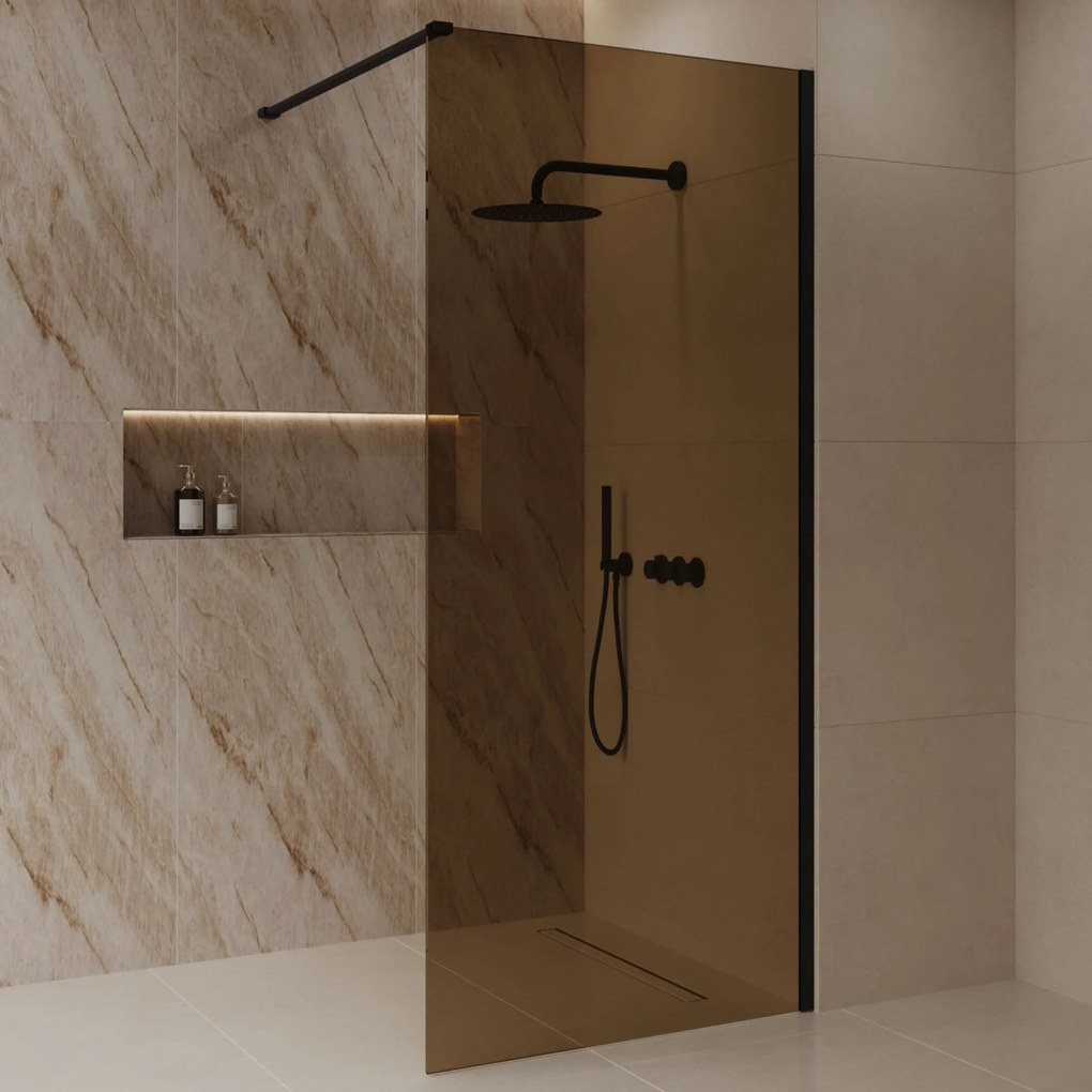 Best Design Dalis inloopdouche 80cm zwart met amber glas