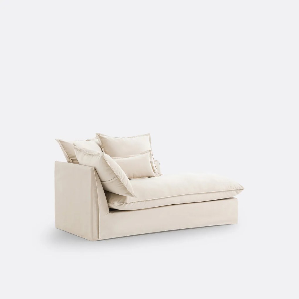 Rechte fluwelen longchair met afneembare hoezen, ODNA