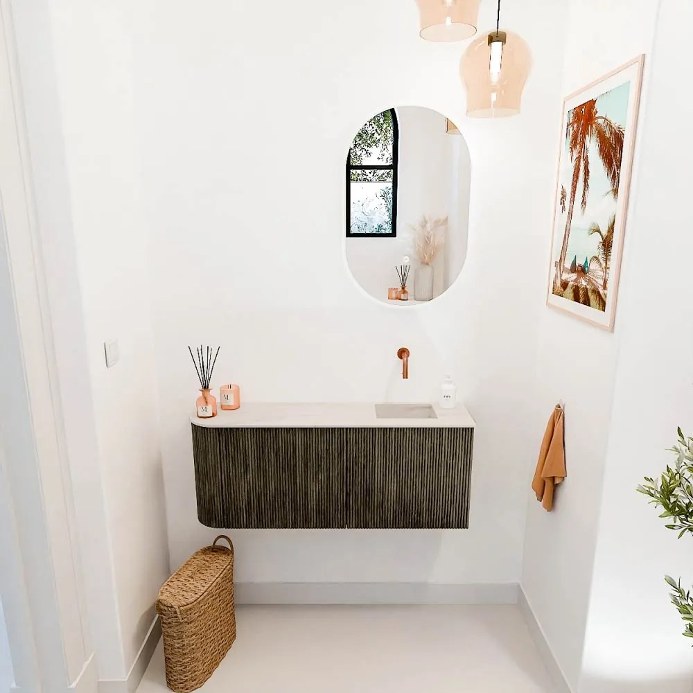 Mondiaz Joya DLux 100cm toiletmeubel ronding links shadow met wastafel faye rechts zonder kraangat meli