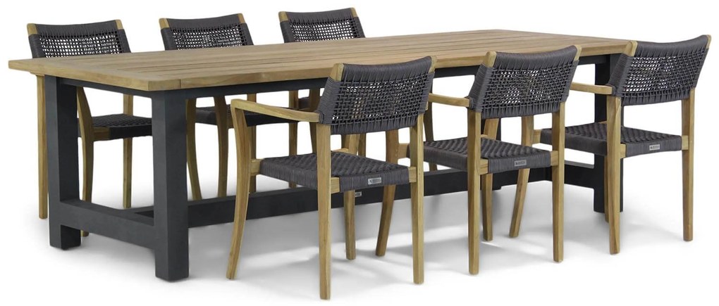 Tuinset 6 personen 260 cm Rope Grijs Lifestyle Garden Furniture Dallas/San