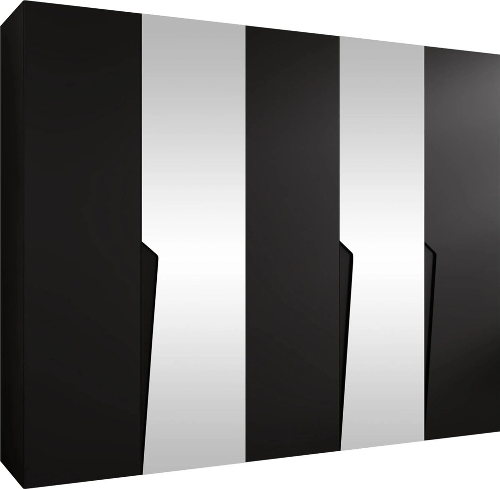 Kledingkast Hartford 611, Zwart, 202x250x52cm, 173 kg, Kledingkast deuren: Met scharnieren