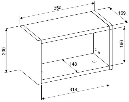 Comad Artisan half hoge open kast 35x20cm eiken