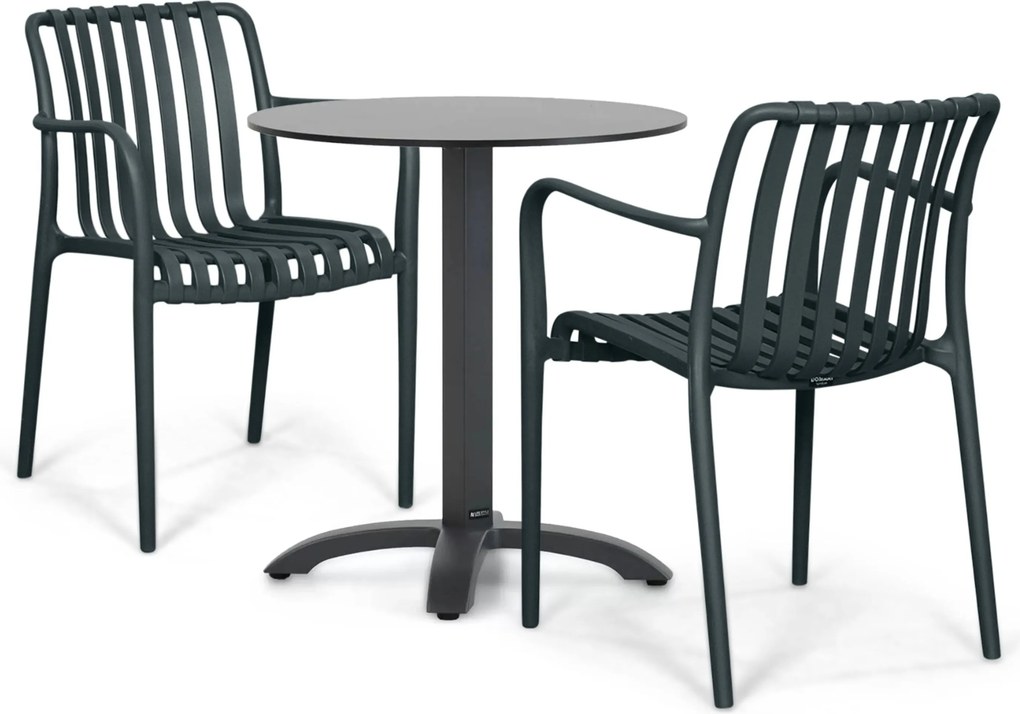 Tuinset Ronde Tuintafel 2 personen 70 cm Kunststof Grijs Domani Furniture Alba/Talao