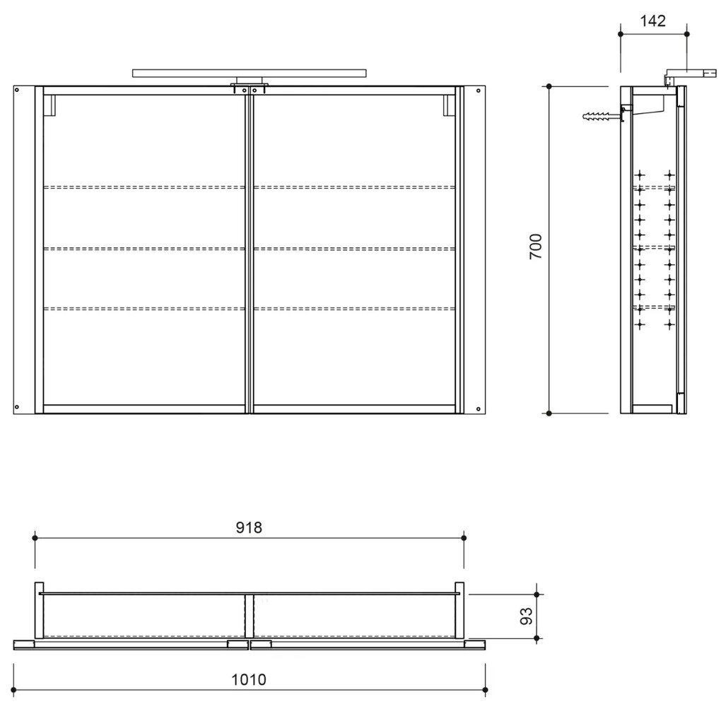 Sapho Greta spiegelkast met LED-verlichting 101x70cm zwart mat