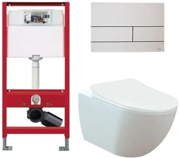 Tece Toiletset - Inbouw WC Hangtoilet wandcloset - Creavit Mat Wit Rimfree Tece Square Mat Wit