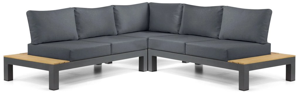 Loungeset 5 personen Aluminium/Teak Grijs Lifestyle Garden Furniture Vittoria