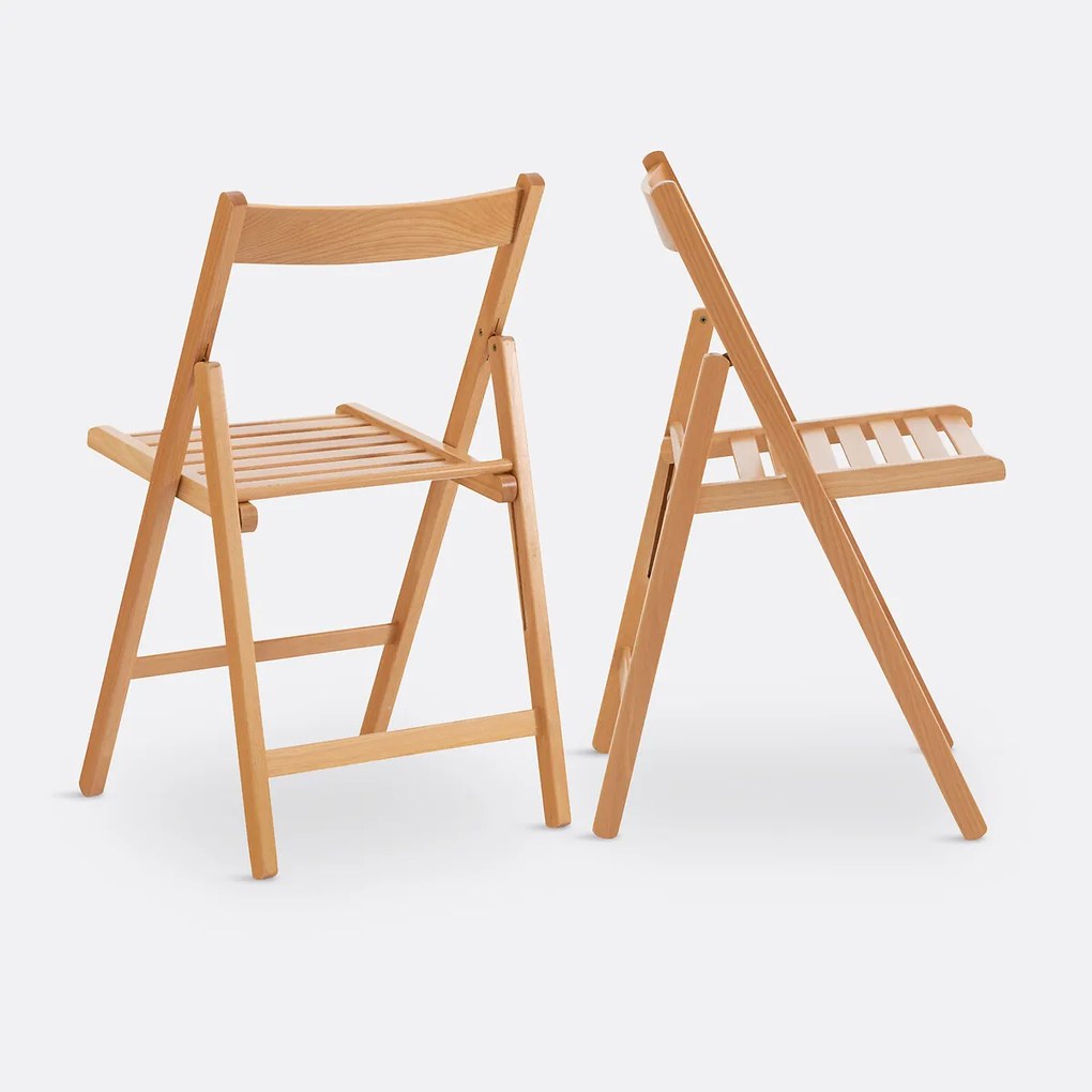 Set van 2 plooibare stoelen, massief beukenhout, Yann