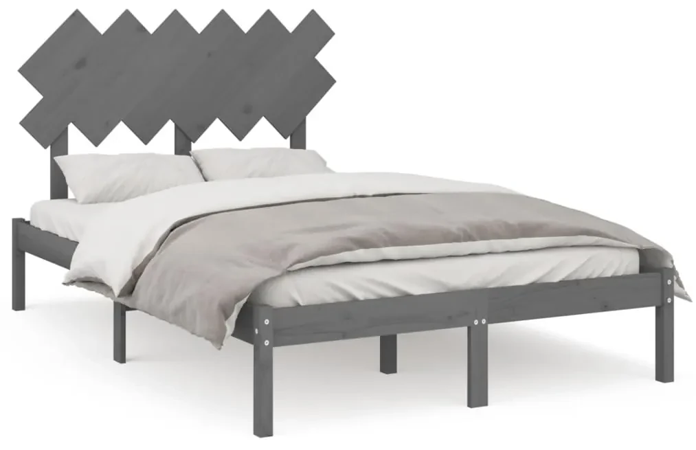 vidaXL Bedframe massief hout grijs 120x200 cm