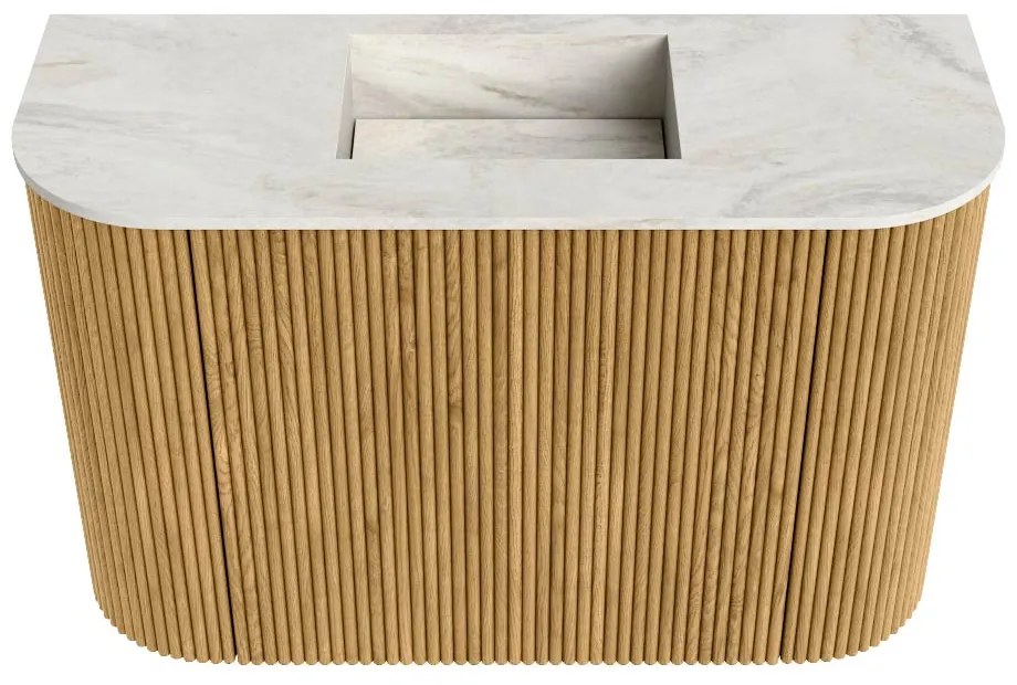 Mondiaz Joya DLux 65cm toiletmeubel ronding links/rechts oak met wastafel faye midden zonder kraangat ostra