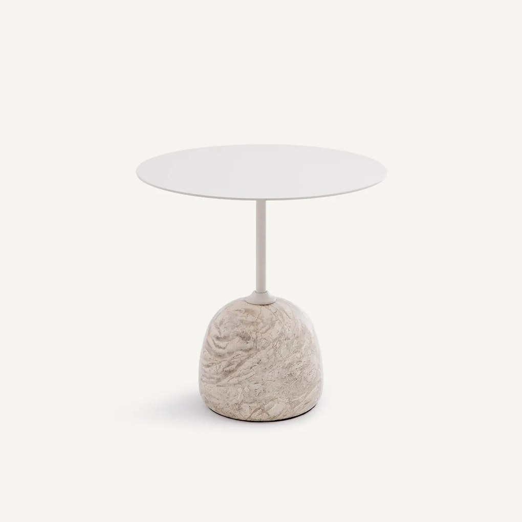 Marmeren en ijzeren metalen bijzettafel Ø45 cm Balastro