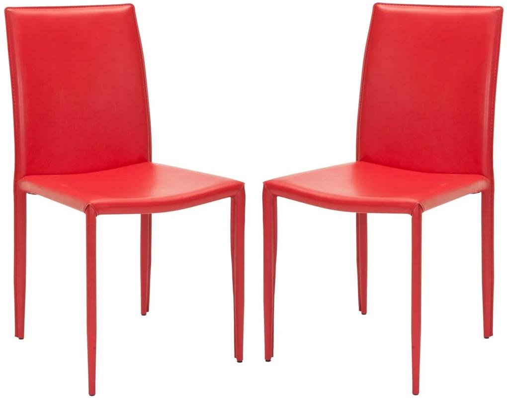 Safavieh Furniture | Set van 2 stoelen Accent lengte 67 cm x breedte 48 cm x hoogte 90,93 cm rood eetkamerstoelen leer, ijzer meubels stoelen & fauteuils