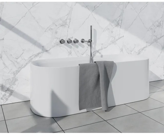 Fortifura Nebbio Badcombinatie-set - thermostaatkraan - wandaansluitbocht met handdouchehouder- gladde doucheslang - staaf handdouche - uitloop - geborsteld RVS SW1183066 2x SW1183076 2x SW1183079 SW542645 SW728